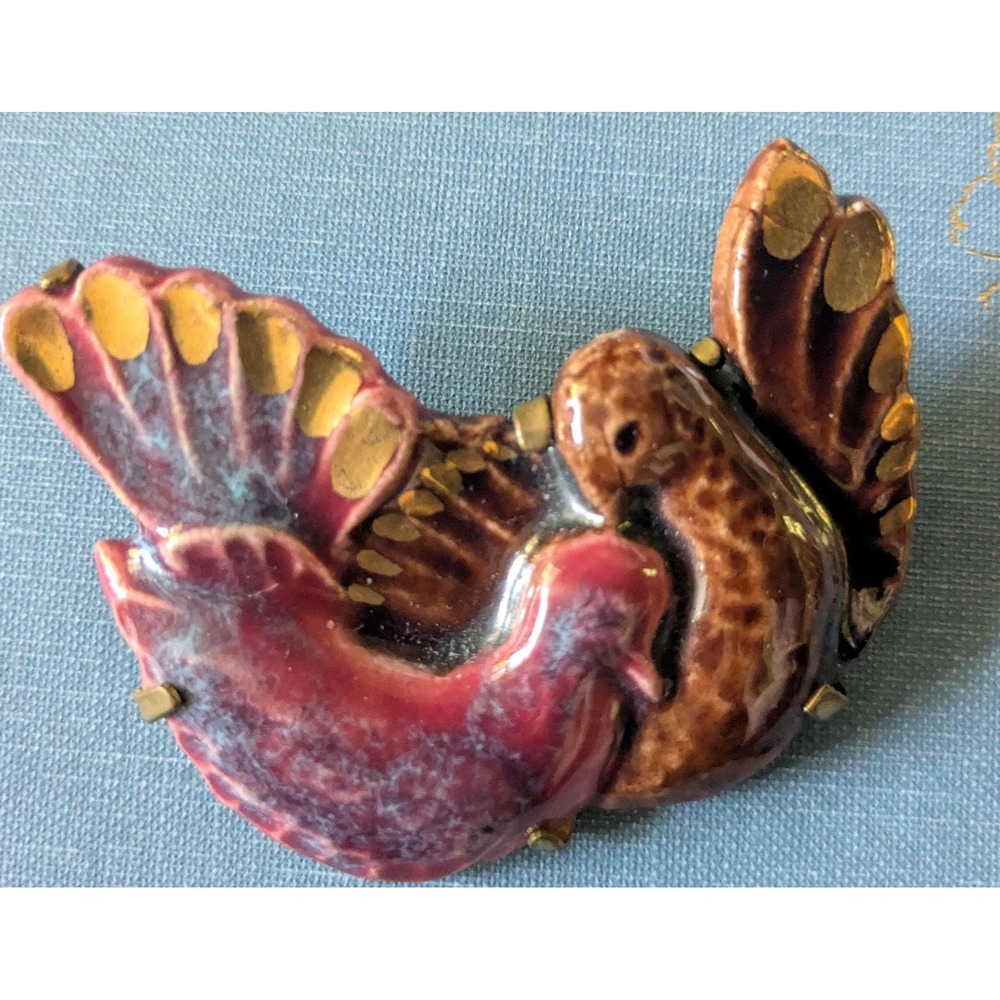 Creation Art Deco Paris Bird Brooch French Ceramic Birds Made in France